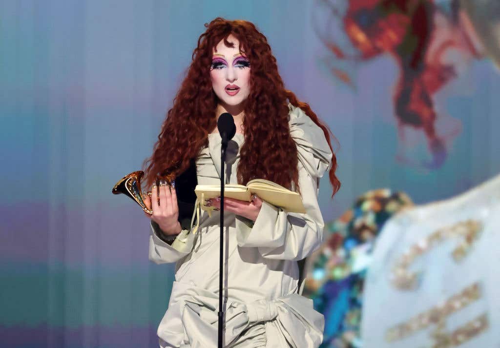 Chappell Roan on stage winning Best New Artist at the 67th Annual GRAMMY Awards
