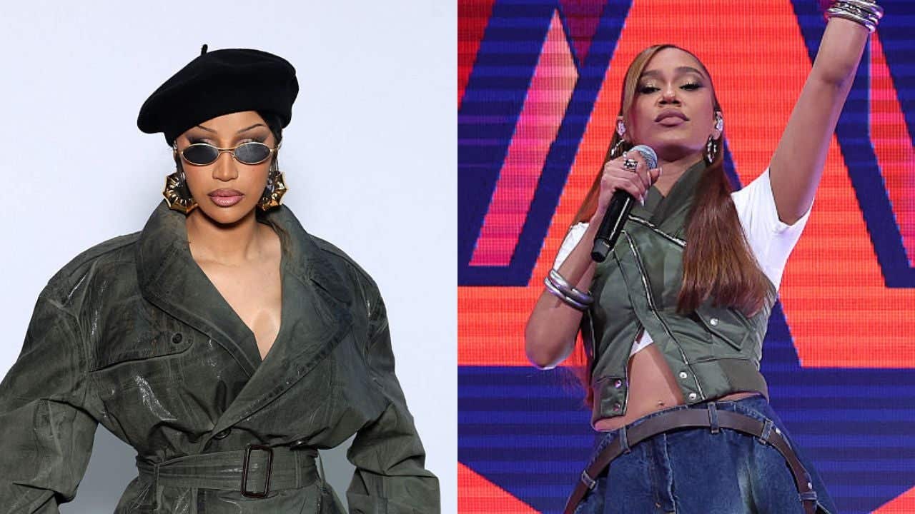 A split image of Cardi B on the left and BIA on the right.