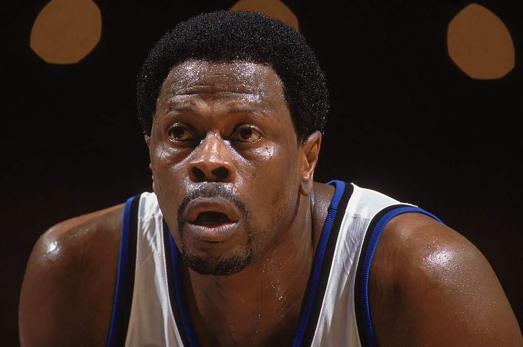 Patrick Ewing #6 of the Orlando Magic rests during the NBA game against the Utah Jazz
