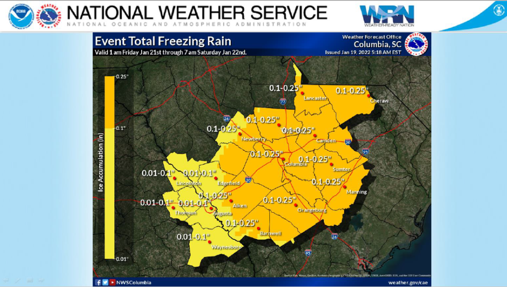 Winter Weather Predictions in the CSRA as of 1/19/2022