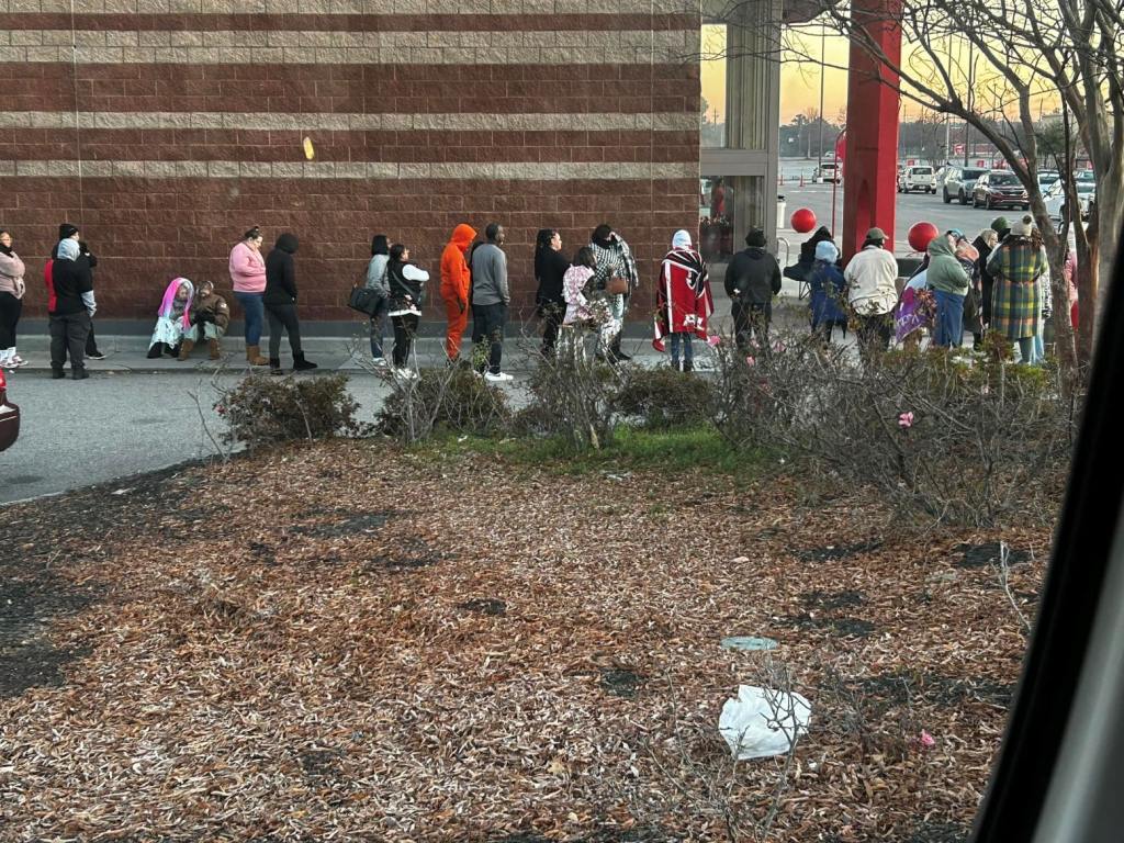 People Lined Outside of Augusta Target - Stanley Cups Augusta