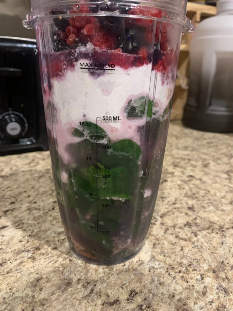 Water added to smoothie ingredients