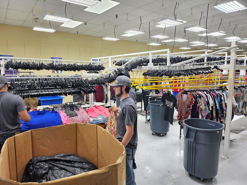 The clothes processing center at America's Thrift Stores